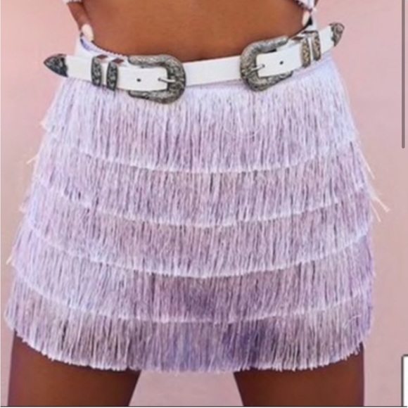 Purple Fringe Mini Skirt - Picture 2 of 8